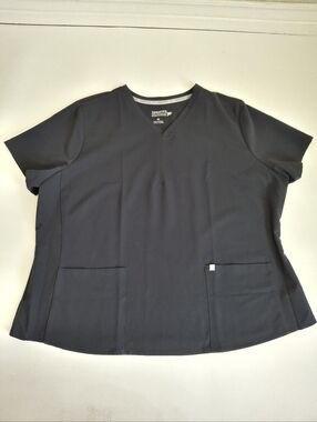 Fabletics Dark Charcoal Gray Method 2 Two Pocket Scrub Top Size 4X